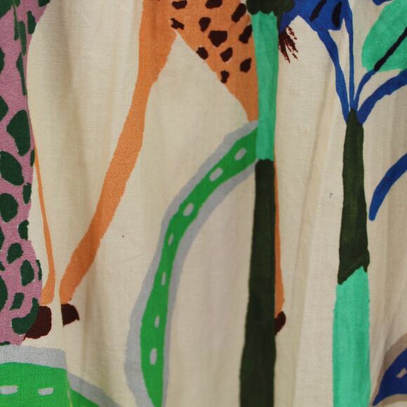 Oliphant Bubble Skirt MIni Dress Kruger Blue Green Puff Sleeves Size XL - Picture 3 of 12